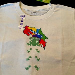 Kids T-Shirt. New. Costa Rica. JB brand. Bright white! Size 2